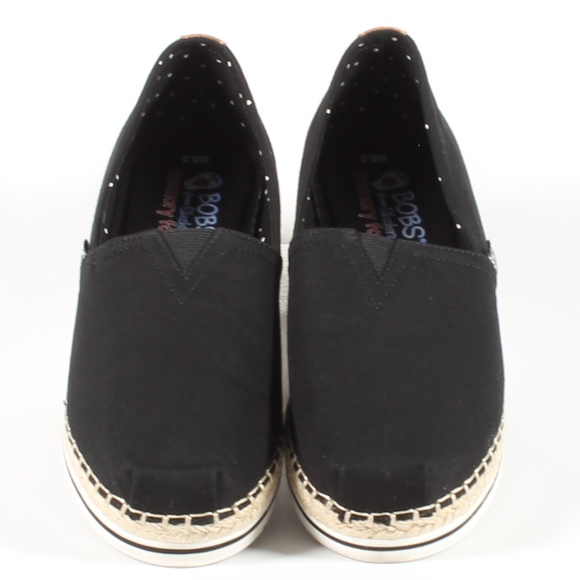 Skechers Bobs Womens Espadrille Slip On Shoes BLK - Picture 2 of 6